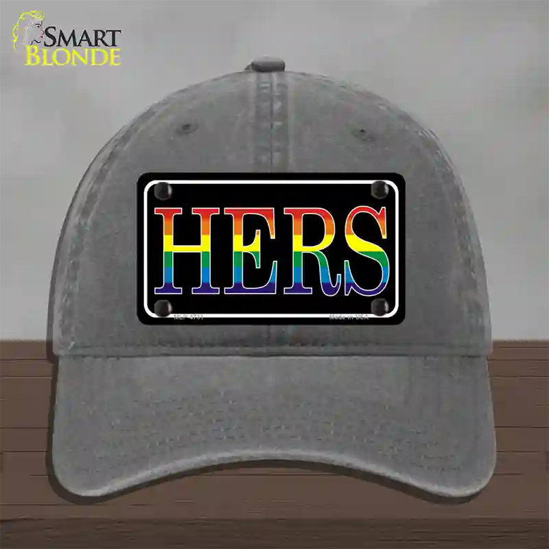 Hers Rainbow Novelty License Plate Hat Unconstructed Cotton / Charcoal