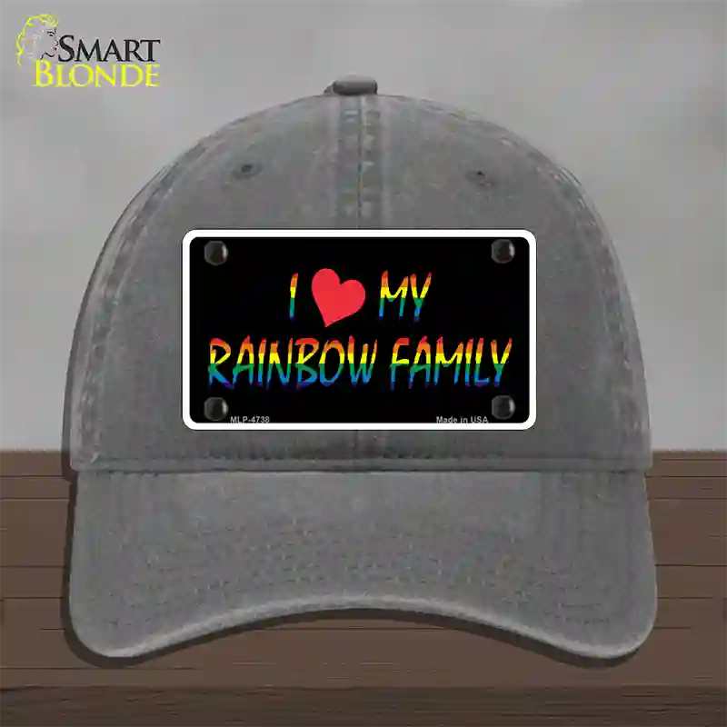 I Love My Rainbow Family Novelty License Plate Hat Unconstructed Cotton / Charcoal