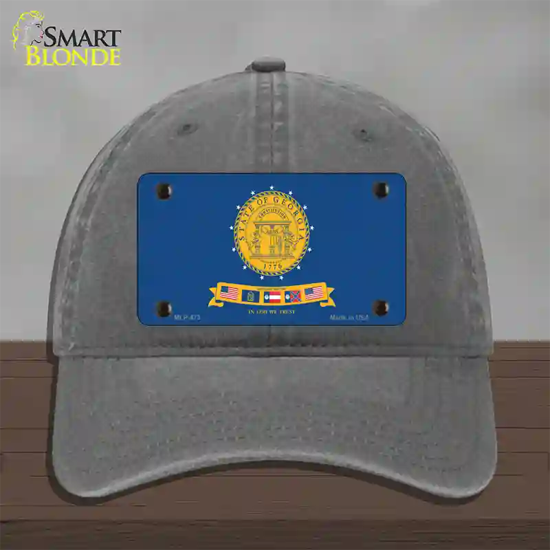 Georgia State Seal Novelty License Plate Hat Unconstructed Cotton / Charcoal