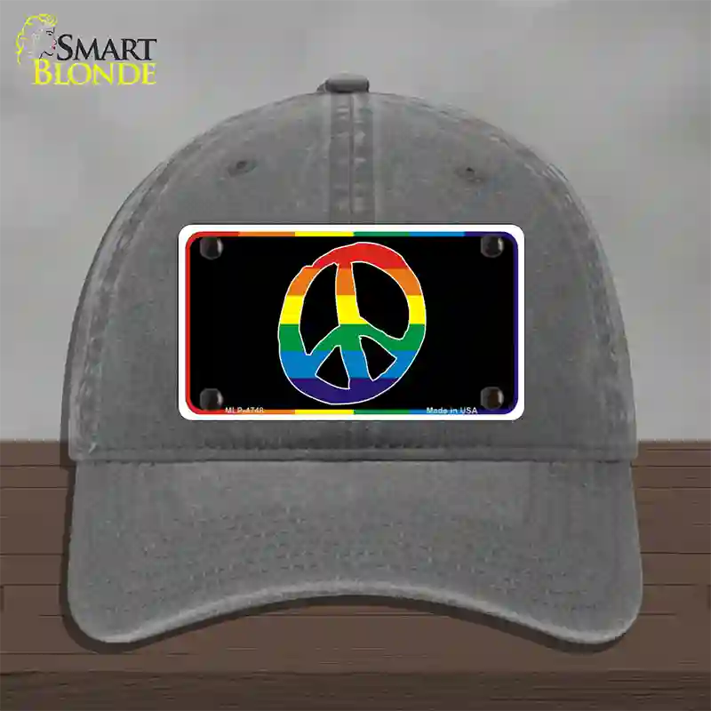 Peace Sign Novelty License Plate Hat Unconstructed Cotton / Charcoal