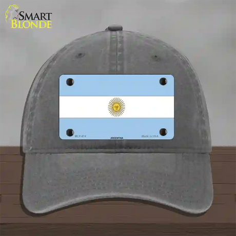 Argentina Flag Novelty License Plate Hat Unconstructed Cotton / Charcoal