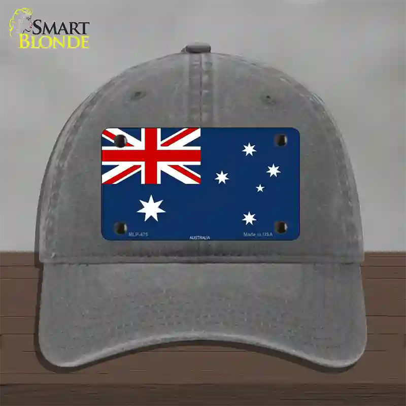 Australia Flag Novelty License Plate Hat Unconstructed Cotton / Charcoal