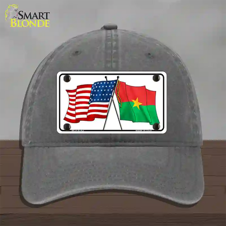 United States Burkina Faso Crossed Flags Novelty License Plate Hat Sign Unconstructed Cotton / Charcoal