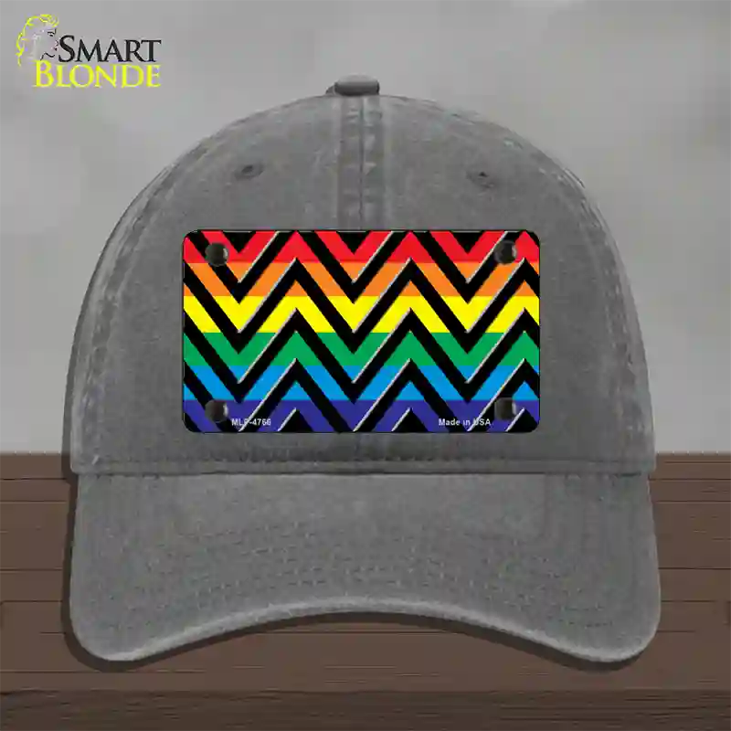 Rainbow Black Chevron Novelty License Plate Hat Unconstructed Cotton / Charcoal