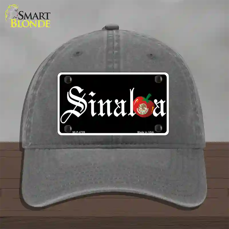 Sinaloa Black Novelty License Plate Hat Unconstructed Cotton / Charcoal