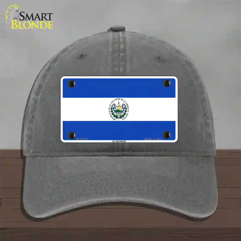 El Salvador Flag Novelty License Plate Hat Unconstructed Cotton / Charcoal