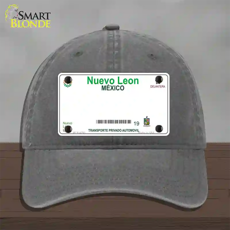 Nuevo Leon Mexico Blank Novelty License Plate Hat Unconstructed Cotton / Charcoal