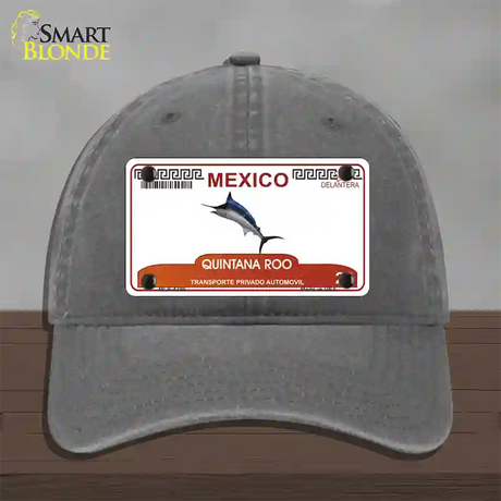 Quintana Roo Mexico Novelty License Plate Hat Unconstructed Cotton / Charcoal