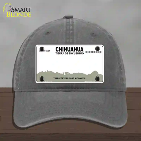 Chihuahua Mexico Novelty License Plate Hat Unconstructed Cotton / Charcoal