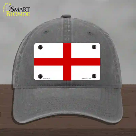 England Flag Novelty License Plate Hat Unconstructed Cotton / Charcoal