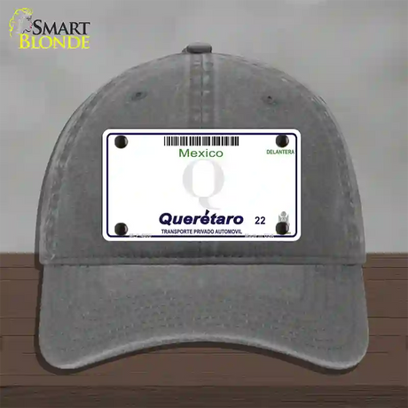 Queretaro Mexico Blank Novelty License Plate Hat Unconstructed Cotton / Charcoal