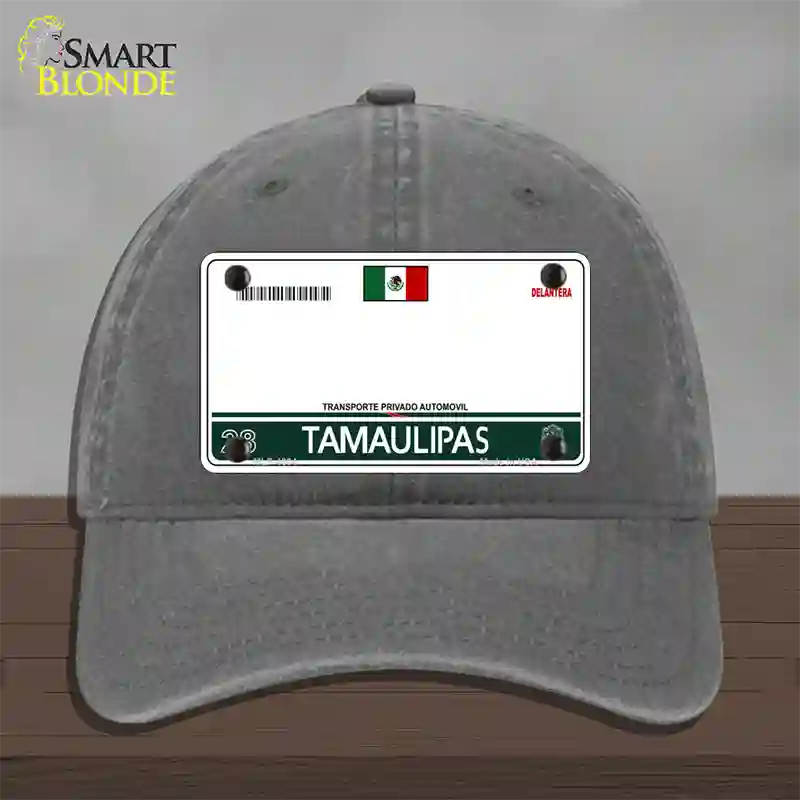 Tamaulipas Mexico Blank Novelty License Plate Hat Unconstructed Cotton / Charcoal