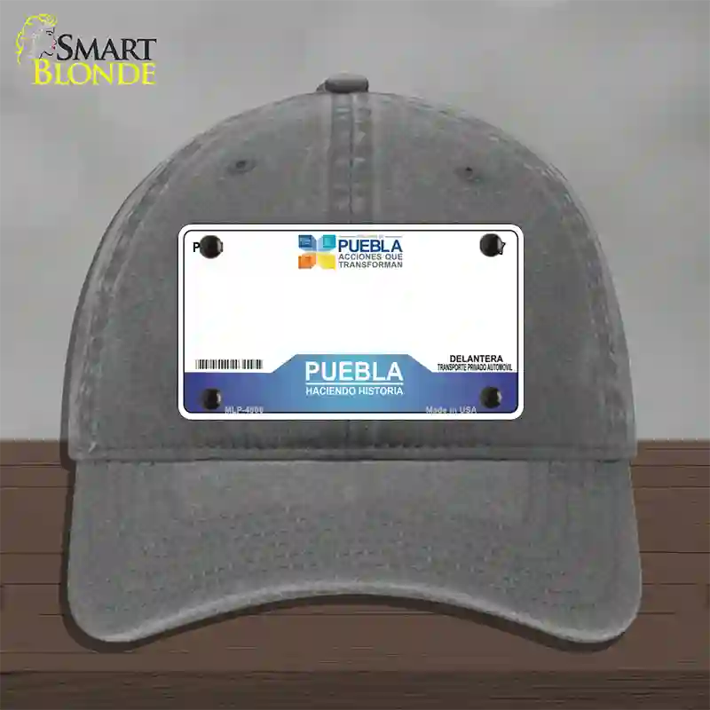 Puebla Mexico Novelty License Plate Hat Unconstructed Cotton / Charcoal