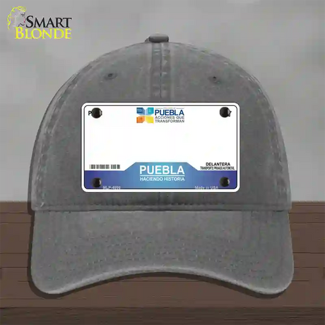 Puebla Mexico Novelty License Plate Hat Unconstructed Cotton / Charcoal