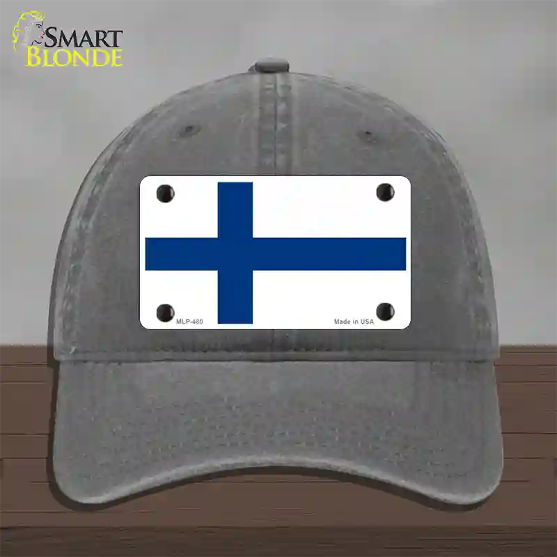 Finland Flag Novelty License Plate Hat Unconstructed Cotton / Charcoal