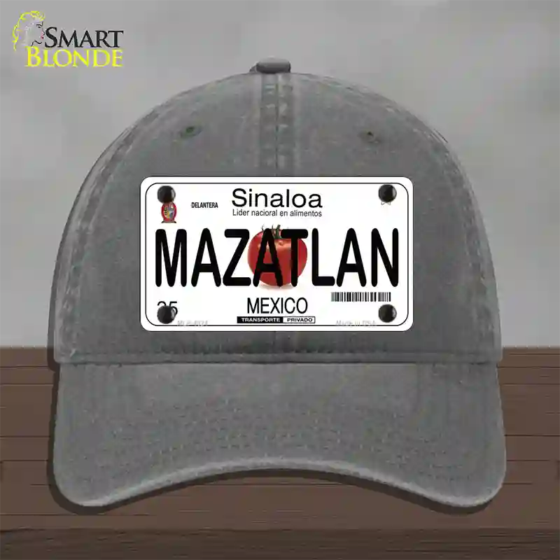 Mazatlan Mexico Novelty License Plate Hat Unconstructed Cotton / Charcoal