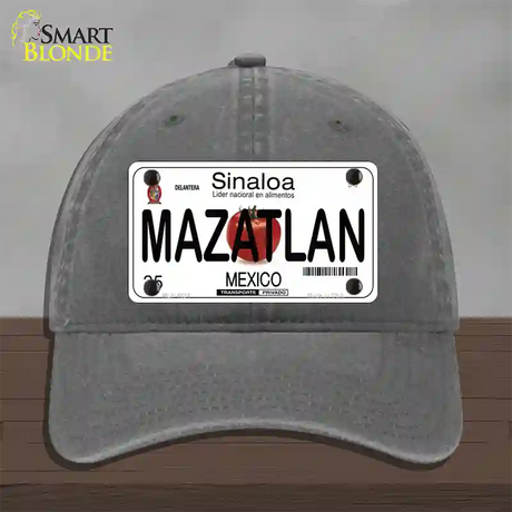 Mazatlan Mexico Novelty License Plate Hat Unconstructed Cotton / Charcoal