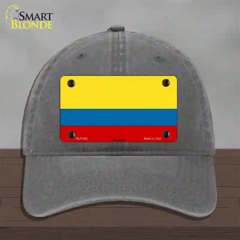 Colombia Flag Novelty License Plate Hat Unconstructed Cotton / Charcoal