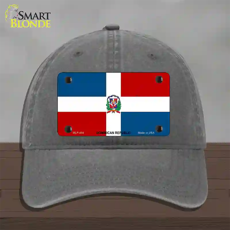 Dominican Republic Flag Novelty License Plate Hat Unconstructed Cotton / Charcoal