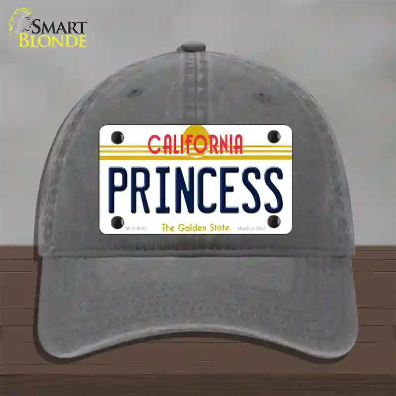 Princess California Novelty License Plate Hat Unconstructed Cotton / Charcoal