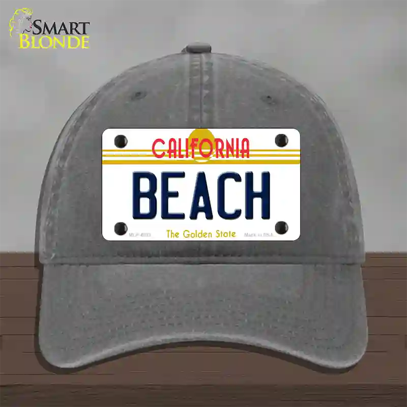 Beach California Novelty License Plate Hat Unconstructed Cotton / Charcoal