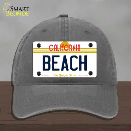 Beach California Novelty License Plate Hat Unconstructed Cotton / Charcoal