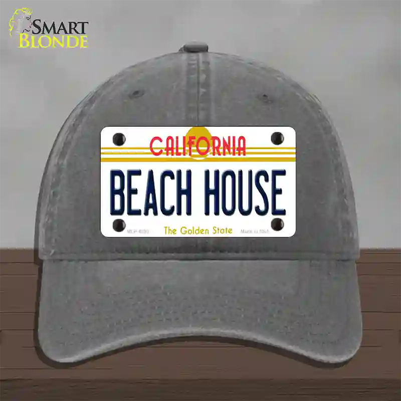 Beach House California Novelty License Plate Hat Unconstructed Cotton / Charcoal