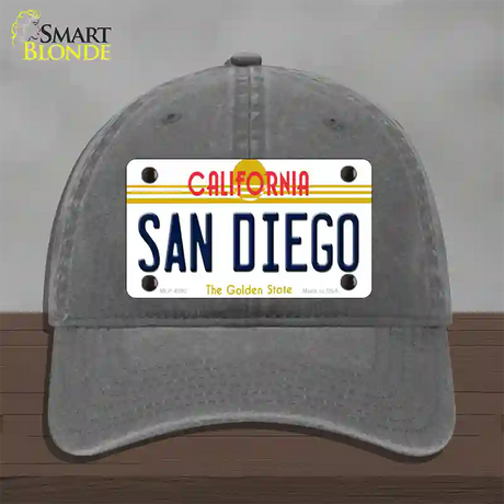 San Diego California Novelty License Plate Hat Unconstructed Cotton / Charcoal