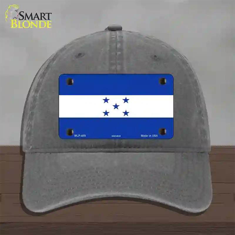 Honduras Flag Novelty License Plate Hat Unconstructed Cotton / Charcoal