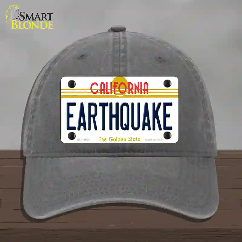 Earthquake California Novelty License Plate Hat Unconstructed Cotton / Charcoal