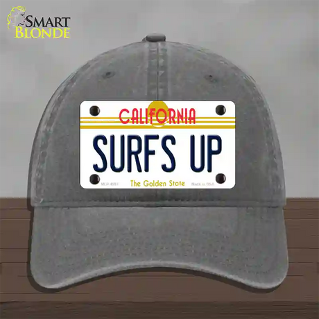 Surfs Up California Novelty License Plate Hat Unconstructed Cotton / Charcoal