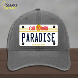 Paradise California Novelty License Plate Hat Unconstructed Cotton / Charcoal