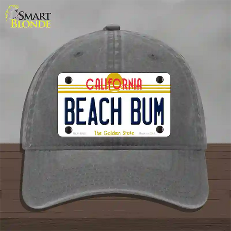 Beach Bum California Novelty License Plate Hat Unconstructed Cotton / Charcoal