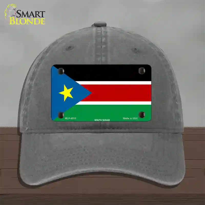 South Sudan Flag Novelty License Plate Hat Unconstructed Cotton / Charcoal