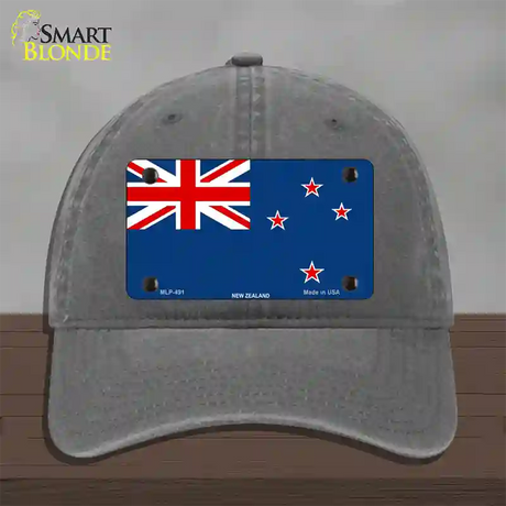 New Zealand Flag Novelty License Plate Hat Unconstructed Cotton / Charcoal