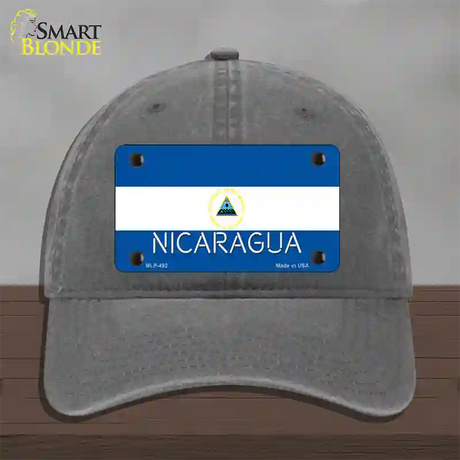 Nicaragua Flag Novelty License Plate Hat Unconstructed Cotton / Charcoal