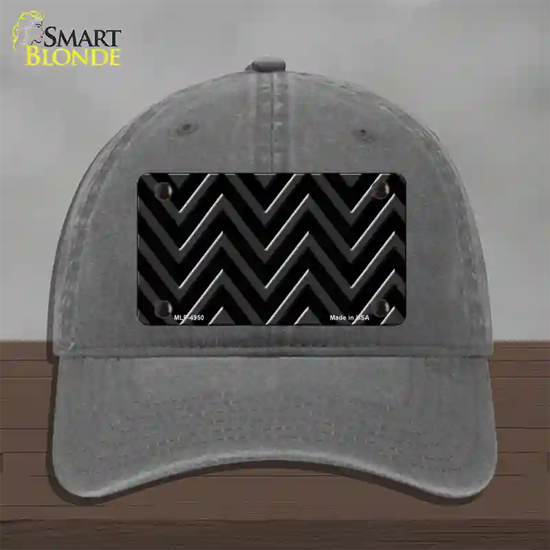 Black Light Black Large Chevron Novelty License Plate Hat Unconstructed Cotton / Charcoal