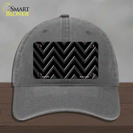 Black Light Black Large Chevron Novelty License Plate Hat Unconstructed Cotton / Charcoal