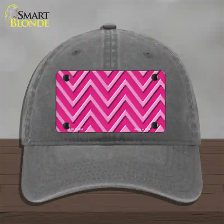 Pink Light Pink Large Chevron Novelty License Plate Hat Unconstructed Cotton / Charcoal