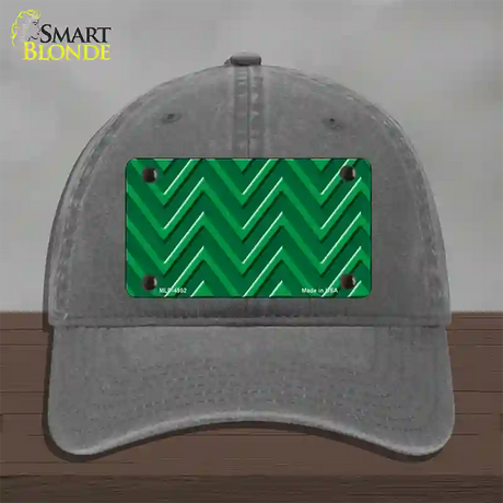 Green Light Green Large Chevron Novelty License Plate Hat Unconstructed Cotton / Charcoal