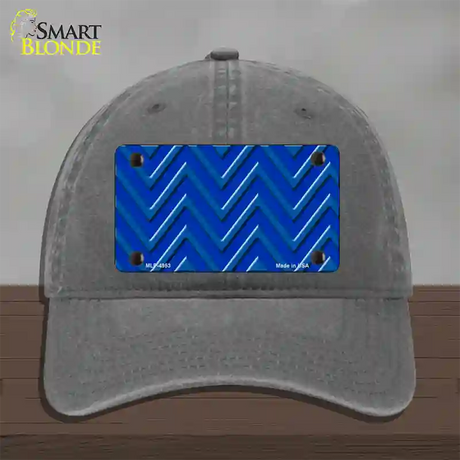 Blue Light Blue Large Chevron Novelty License Plate Hat Unconstructed Cotton / Charcoal