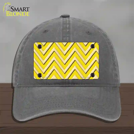 Yellow Light Yellow Large Chevron Novelty License Plate Hat Unconstructed Cotton / Charcoal