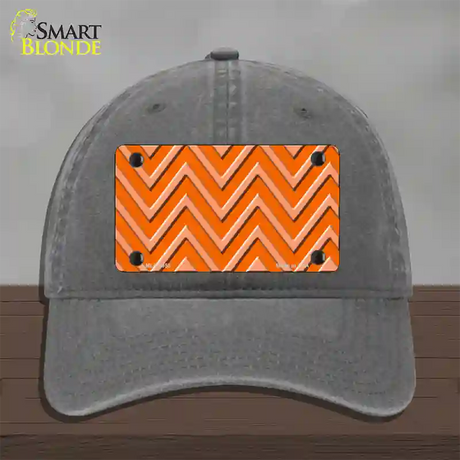 Orange Light Orange Large Chevron Novelty License Plate Hat Unconstructed Cotton / Charcoal