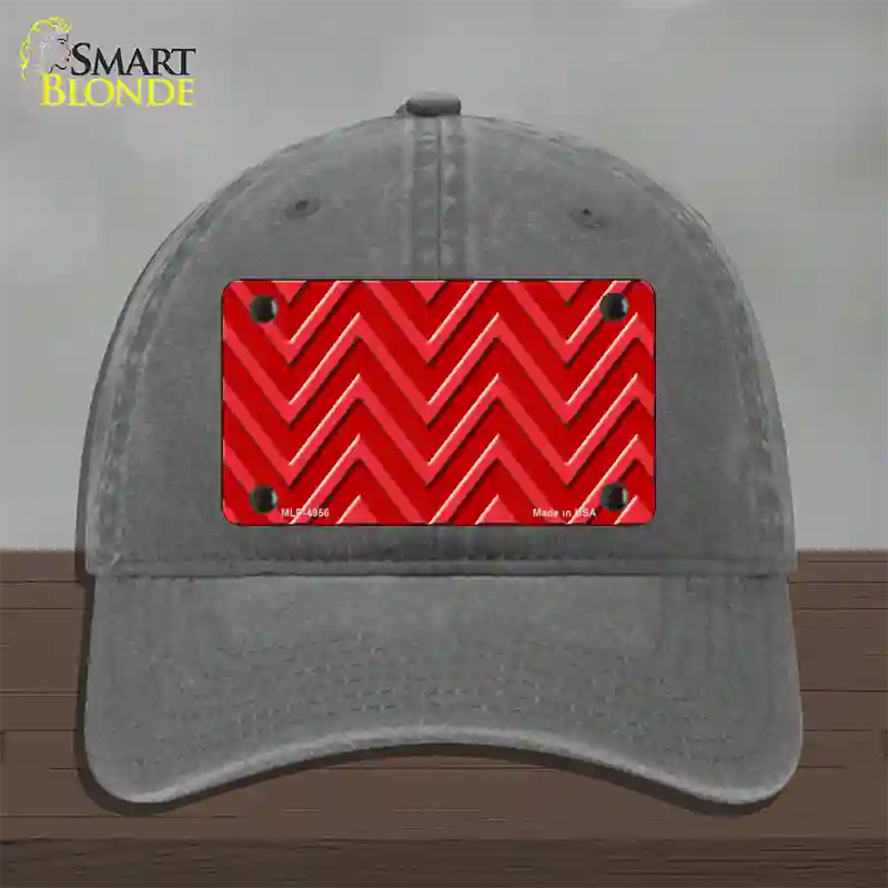 Red Light Red Large Chevron Novelty License Plate Hat Unconstructed Cotton / Charcoal