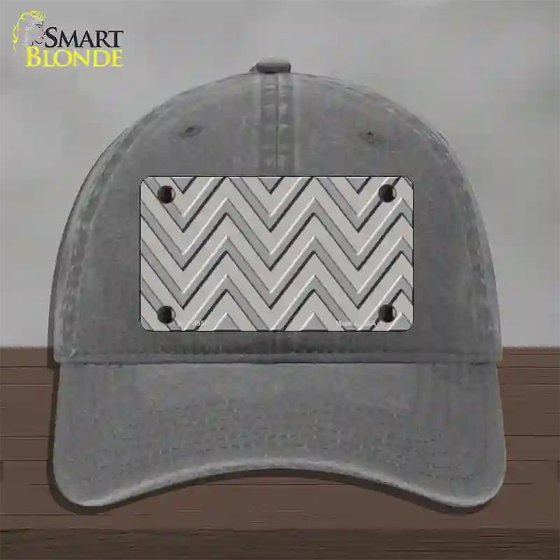 Grey Light Grey Large Chevron Novelty License Plate Hat Unconstructed Cotton / Charcoal