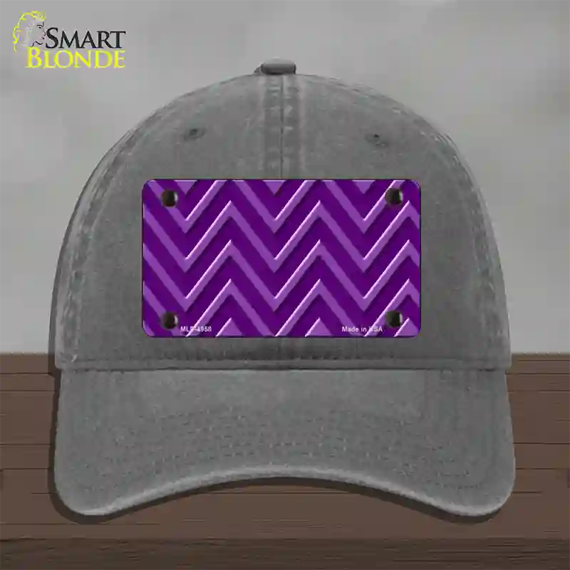 Purple Light Purple Large Chevron Novelty License Plate Hat Unconstructed Cotton / Charcoal