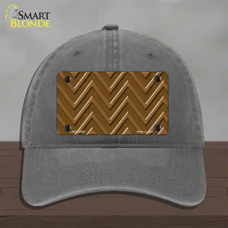 Brown Light Brown Large Chevron Novelty License Plate Hat Unconstructed Cotton / Charcoal