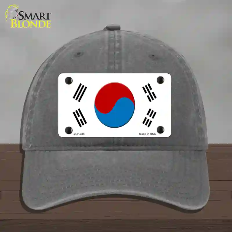 South Korea Flag Novelty License Plate Hat Unconstructed Cotton / Charcoal