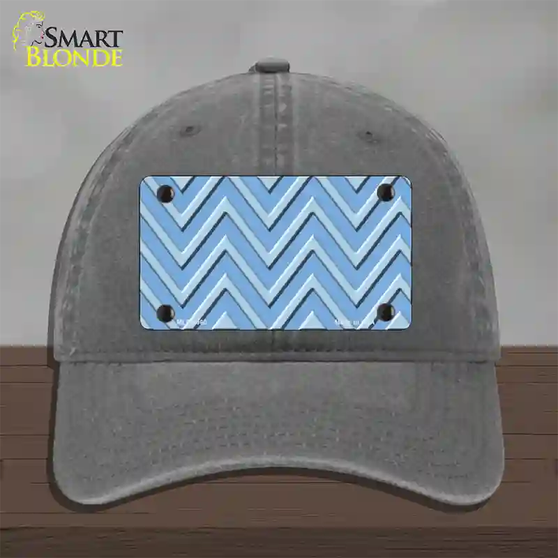 Light Blue Lighter Blue Large Chevron Novelty License Plate Hat Unconstructed Cotton / Charcoal