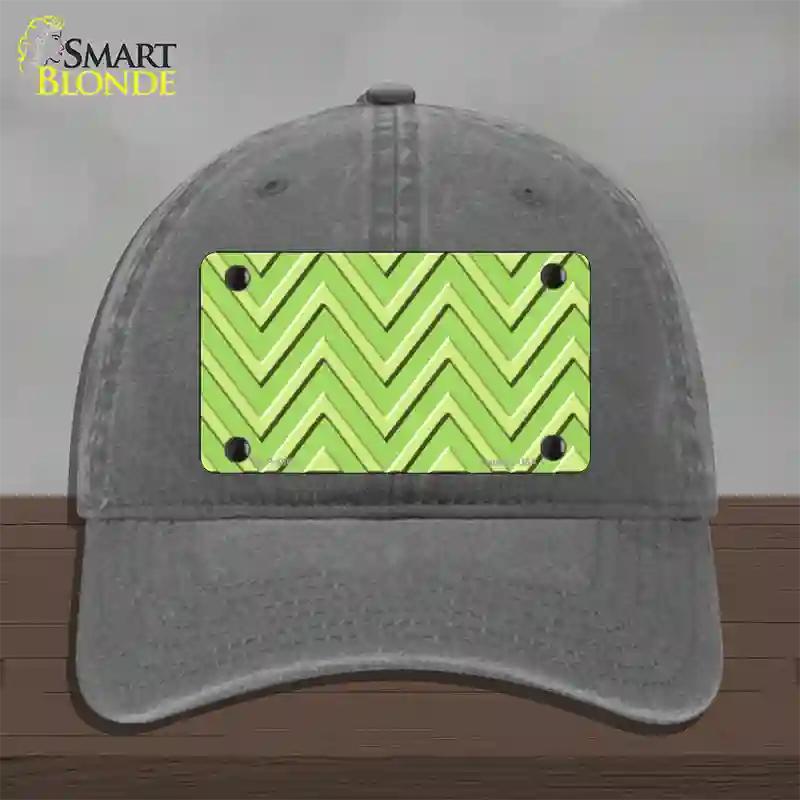 Lime Green Lighter Lime Green Large Chevron Novelty License Plate Hat Unconstructed Cotton / Charcoal